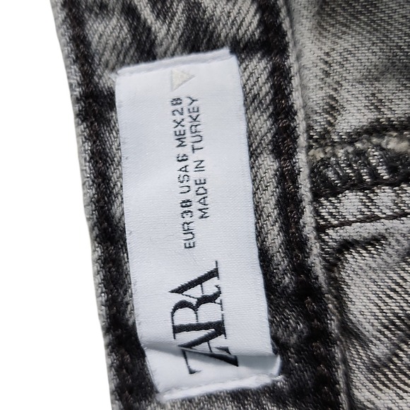 ZARA Wide Leg Acid Wash Denim Jeans Women's Sz 6 Black Grey y2k retro inspired - Picture 2 of 9